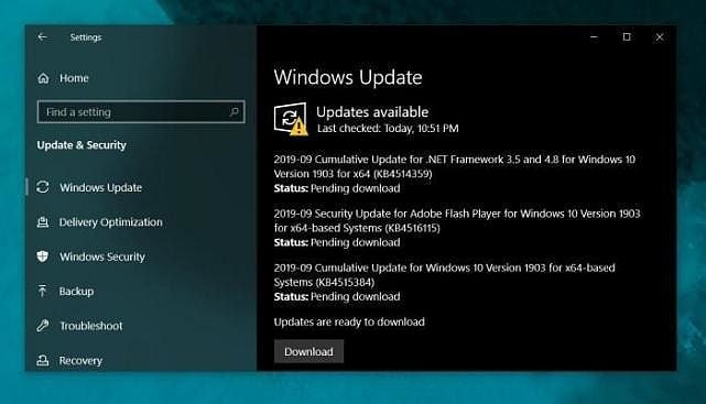 image windows 10 new security update